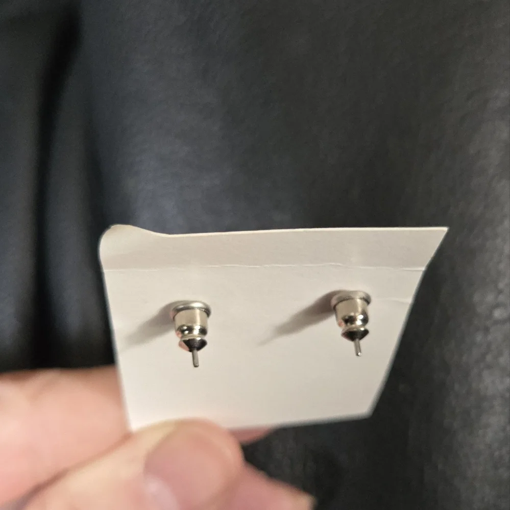 Sterling Silver Double Star Earrings Studs - Picture 5 of 5